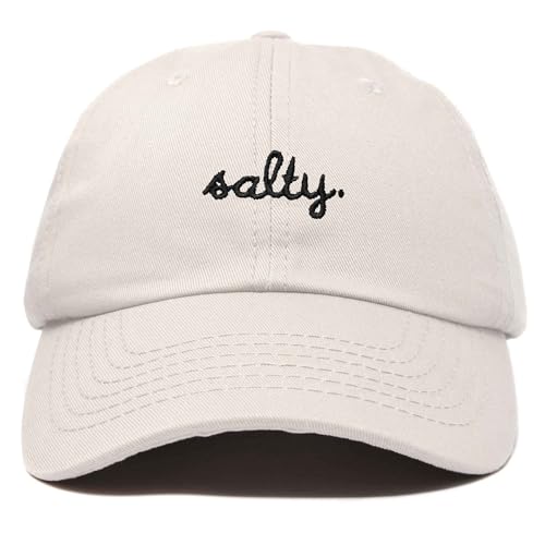 DALIX Salty Embroidered Cotton Beach Baseball Cap Adjustable Dad Hat Womens in Beige