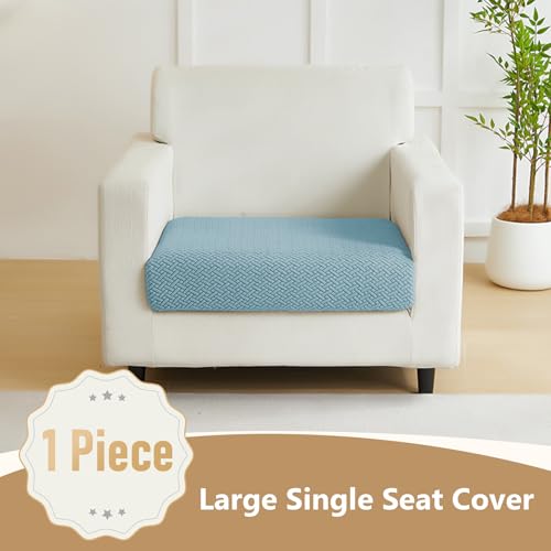 Yoovat Couch Cushion Covers for Sofa Couch Covers Wear-Resistant Universal Sofa Cover Washable Stretch for Sectional Slipcovers (Texture-Sea Blue,Large Single Seat Cover)