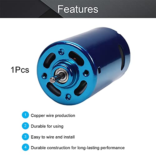 Image of Fielect DC Motor 24V 30000RPM 2.5A Micro Motor Electric Motor Round Shaft for RC Boat DIY Airplane Toys Model DIY Hobby, 1 Pcs, Blue