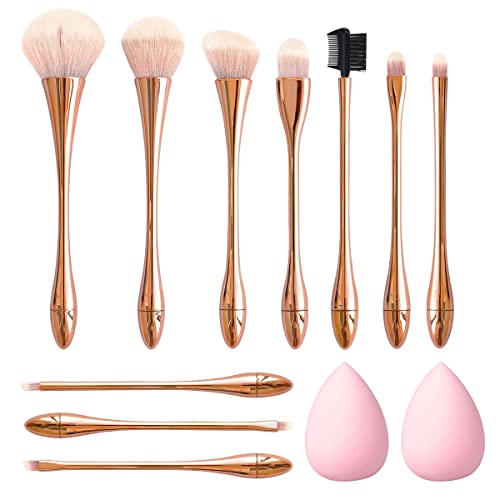 Makeup Brushes And Sponges Set - Handle Kabuki Brush,10pcs Makeup Brush Foundation Eyeshadow Powder Lip Eyebow Brush Kit for Beginner Professional Concealer Blush Brush Makeup Brushes And Sponges Set - Handle Kabuki Brush,10pcs Makeup Brush Foundation Eyeshadow Powder Lip Eyebow Brush Kit for Beginner Professional Concealer Blush Brush