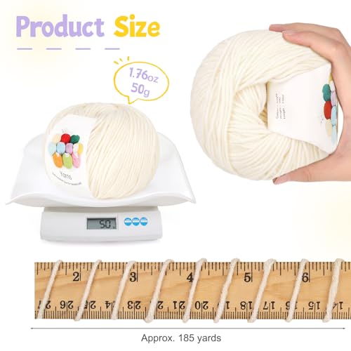 Image of Katech Cotton Yarn for Crocheting-55% Cotton 45% Acrylic-#3 DK (Light)-Super Soft Milk Cotton Yarn-Great Crochet and Knitting Starter Kit for Colorful Craft(Beige)