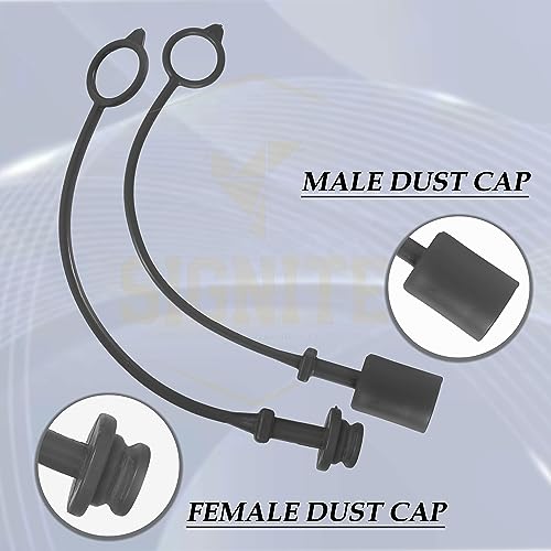 Image of 1 /4 ISO A Hydraulic Hose Caps and Plugs Air Coupler Cover Male Dust Cap & Female Plug Cover, Quick Disconnects Air Hose Cover Port Plug Fittings with Retention Ring Keeps Cap Attached to Hose (Black)