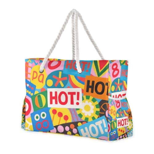 Colorful Cartoon Hot Modern Bag Beach Sports Waterproof Sandproof with side pockets Large Womens Tote Bags for work