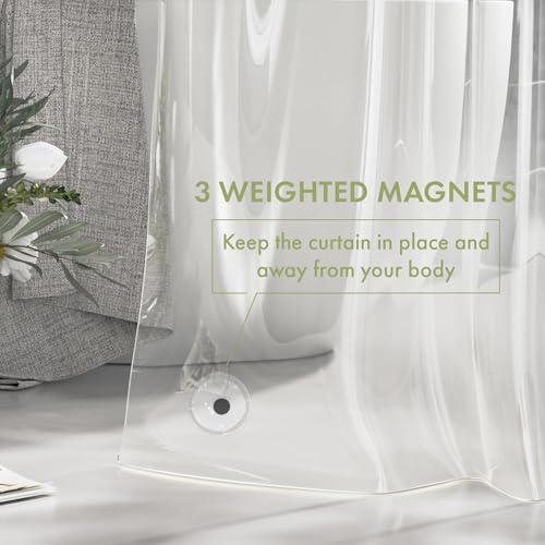 Image of AmazerBath Camper Shower Curtain Liner 60x64, Clear Shower Curtain Liner, Waterproof Plastic Shower Liner, Cute Lightweight PEVA Shower Curtain with 3 Magnets and 10 Rustproof Metal Grommets