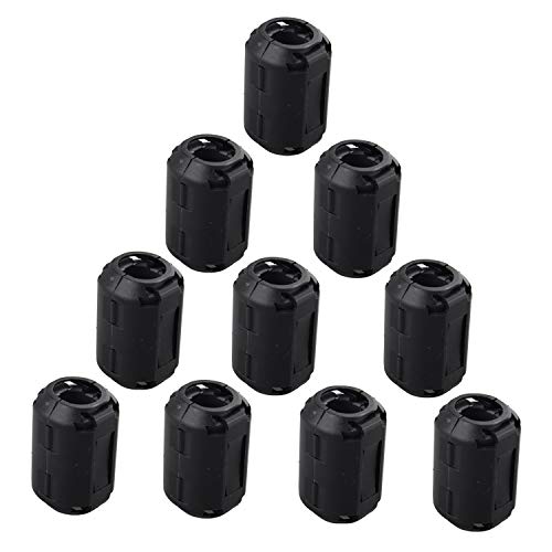 Futheda 10pcs Clip on Ferrite Ring Core Anti-Interference High-Frequency Filter RFI EMI Noise Suppressor with 13mm Inner Diameter Ferrite Cable Clip Black