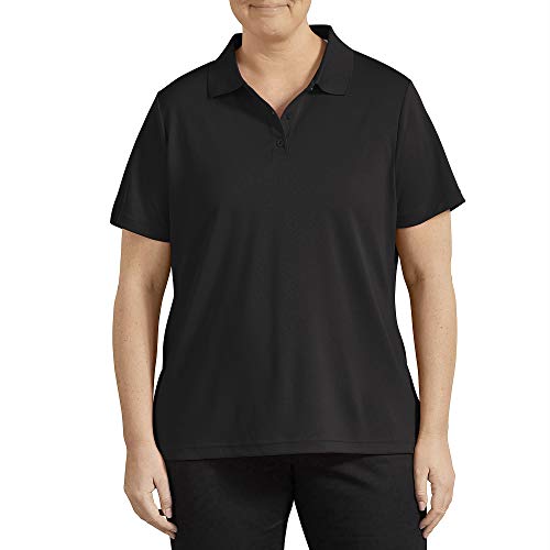 Dickies Women's Performance Polo with Silvadur Antimicrobial Protection, Black, Large