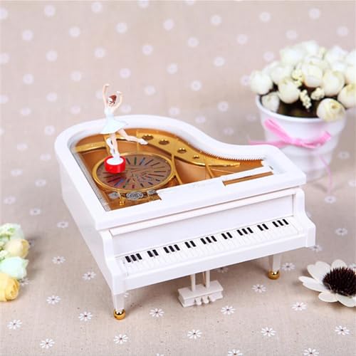 Image of AUGEN Exclusive Music Box Musical 360 rotatable Carousel Children's Wooden Men and Women Birthday Creative Christmas Valentine's Day Gift Home Decoration (Piano)