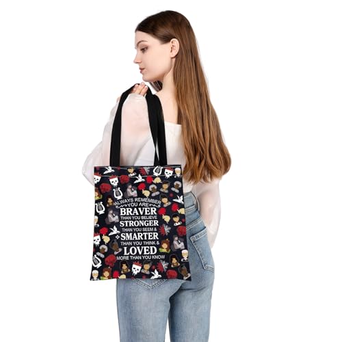 Bolsa Tote Musical Inspirada en Hadestown Roja con Diseño de Carnaciones miniatura 5