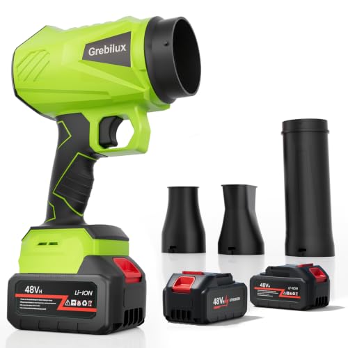Grebilux Cordless Leaf Blower, 400CFM Handheld Blower with 3 Adjustable Nozzles, Lightweight Electric Air Duster for Lawn, Patio, Car, Garage and Outdoor Cleaning, Green