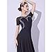 Yhhsgscr Short Sleeve Latin Dance Training Outfit Women's Round Neck Cha Cha Dancewear Tops for Rumba Samba Elastic Breathable,Black,3XL
