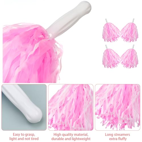 image for Lenwen 40 Pack Pom Poms Cheerleading Sports Dance Spirited Plastic Che