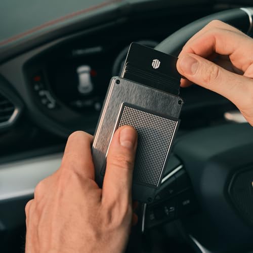 Card Wallet For Men - Beautiful Wallet, Slim RFID Blocking Wallet, Metal Card Holder with Leather Slots & Money Clip (Titanium Sunset)2