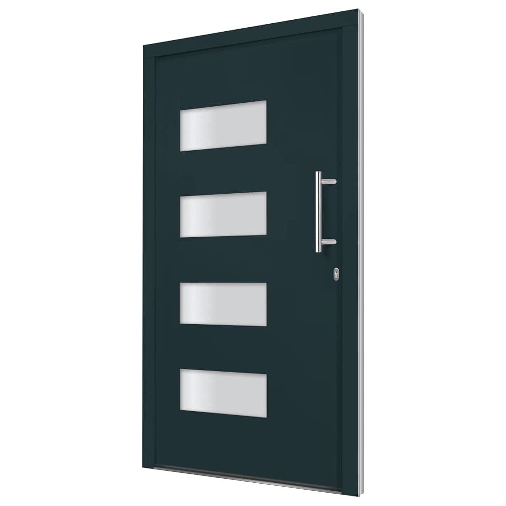 Puerta de entrada de aluminio PVC antracita 100 x 200 cm derecha