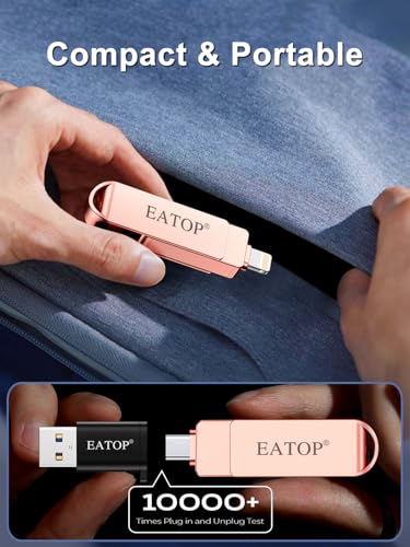 EATOP Flash Drive de 512 GB destinado a iPhone iPad, armazenamento em cartão de memória para backup