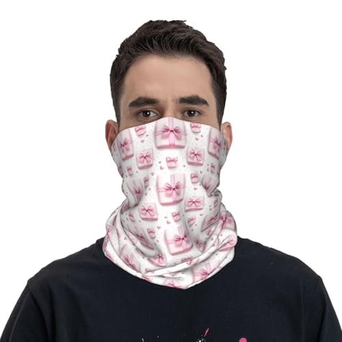 Neck Gaiters for Men Women - Pink Ribbon Box Print Head Scarf Balaclava Face Neck Scarf Mask Cover Bandana3