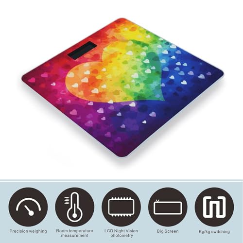 Báscula Digital para Baño con Diseño Corazón Arcoíris miniatura 3