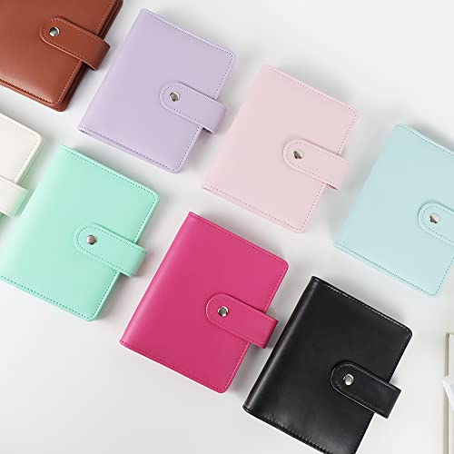 Fichário A7 Planner Macaron Preto PU Couro Fichário Fecho de Botão de Pressão Fichário de Folha Folg