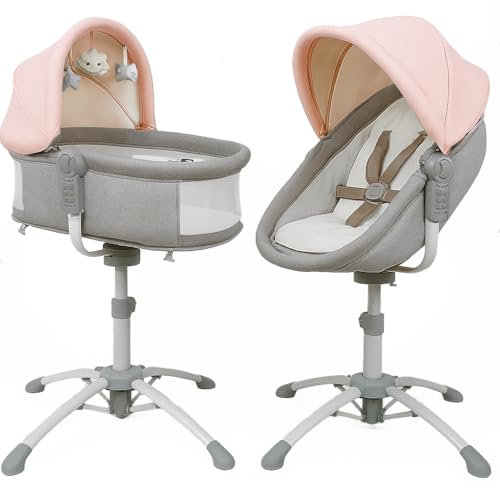 bebe2luxe Cuna 4 en 1 – Hamaca eléctrica multifunción : balancín, moisés Ajustable, Trona y Tumbona (0‑15 kg), arnés 5 Puntos, Altura/inclinación Regulable, 6 velocidades + vibración, USB/MP3, Mando