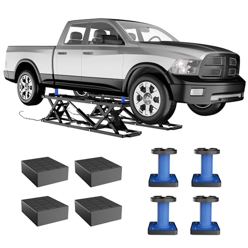 Garvee 5000 LBS Portable Car Lift, Heavy Duty Quick Jack Car Lift for Home Garage, Adjustable Height 6.7 in-25.2 in, Quick Jack with Extension Plates & Locks Levers & Wheels, Fits Trucks, SUVs, Sedans