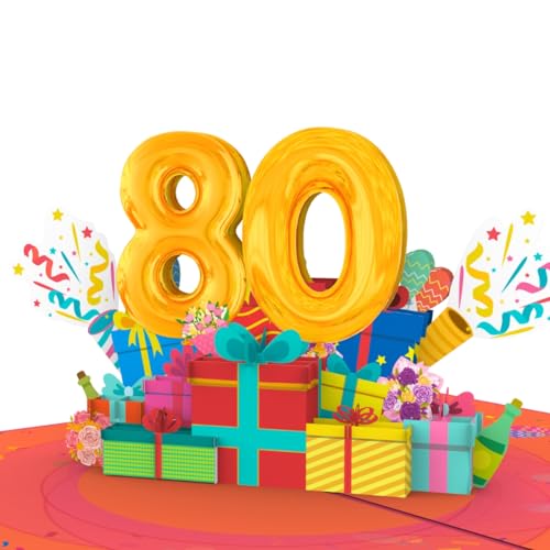 Carte de vœux pop-up 3D 80e anniversaire avec enveloppe élégante
