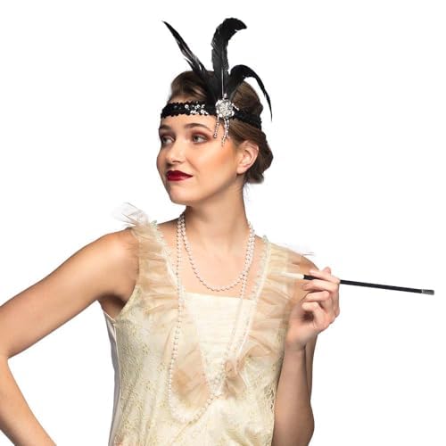 Boland 64347 1920s Costume Set, Carnival Accessories, Costume Set, Headband, Cigarette Case and Necklace, Theme Party, JGA - Image 2