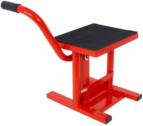 Motorcycle Dirt Bike Stands and Lifts Jack Stand Steel Lift 11""-16.5"" Adjustable Height 330 LBS Load Capacity Heavy Duty Steel Red, YYUE-240323-25
