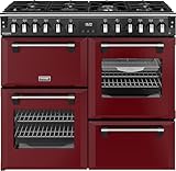 Stoves Richmond Deluxe 100DF 100cm wide Dual Fuel Range Cooker with Gas Hob - Garnet Red - A Rated
