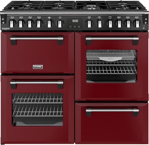 Stoves Richmond Deluxe Dual Fuel Range Cooker 100cm - Garnet Red, A Rated with Gas Hob