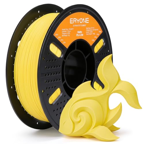Image of ERYONE Matte PLA Lite 3D Printer Filament 1.75 + /- 0.03mm, Matte Filament 1KG(2.2LBS) Spool, Bright Yellow