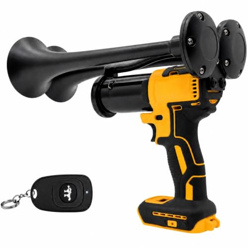 Impact Train Horn Remote-Controlled 130dB Cordless Drill Air Horn with Dual Metal Trumpets Portable Air Horn