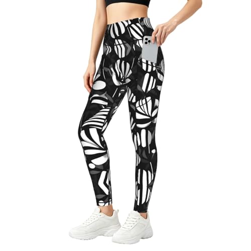 Pantalones de yoga de cintura alta con bolsillos y estampado floral ERSDWRE para fitness
