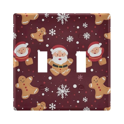 UMIRIKO Christmas Gingerbread Man Snowflakes Light Switch Cover Plate Covers Decorative Double Toggle Home Decor 202b7098