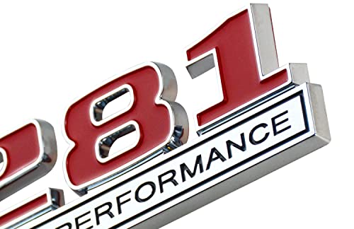 Image of 2Pc 281 4.6 Liter High Performance Engine Emblems Badge 3D Decals Stickers Cars Trucks Chrome Black Red