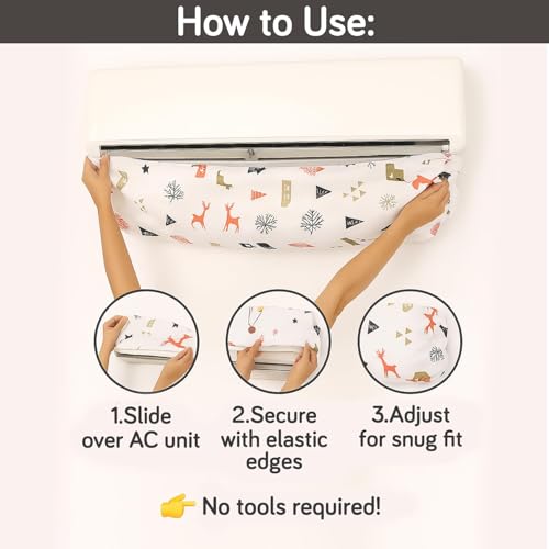 Image of HOKIPO Air Conditioner Cover for 2 Ton Split AC | Fits AC Units upto Size 110x33x31 cm | Dustproof, Waterproof & Washable Indoor Unit Cover | Woodland Village (NEW-D4-AR5874)