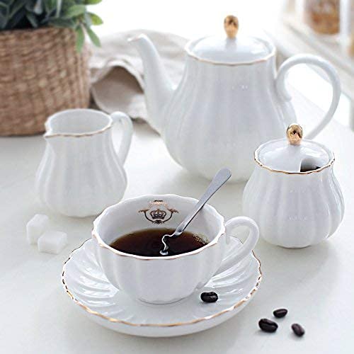 Sweejar Home Royal Family - Juego de té de porcelana (225 ml, incluye tetera, azucarero, jarra de leche, tazas de té y… - Imagen 3