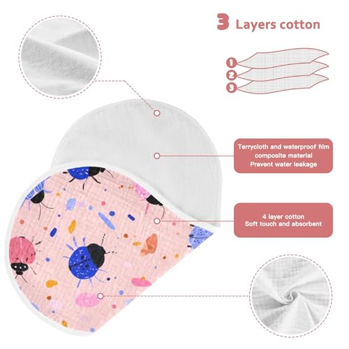 Blue Orange Bugs Pinks Burp Cloths Baby Boys Girls Absorbent Soft Cotton Burping Cloths Rags, 2 Pack3