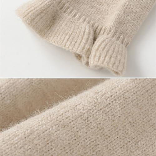 Image of FindThy Women's Cropped Cardigan Sweater Trendy Crewneck Ruffle Long Sleeve Button Down Knitwear Tops