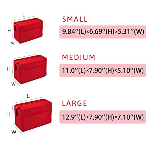 Organizador para bolso de fieltro rojo tamaño grande miniatura 3