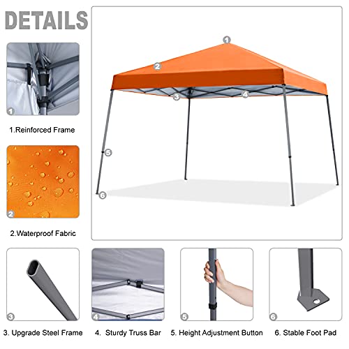 Mastercanopy Portable Pop Up Canopy Tent With Large Base (10X10,Orange) #TOP1