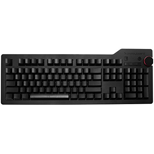 Das Keyboard 4 Ultimate Blank Wired Mechanical Keyboard, Cherry MX Blue Mechanical Switches, 2-Port USB 3.0 Hub, Volume Knob, Aluminum Top (104 Keys, Black)