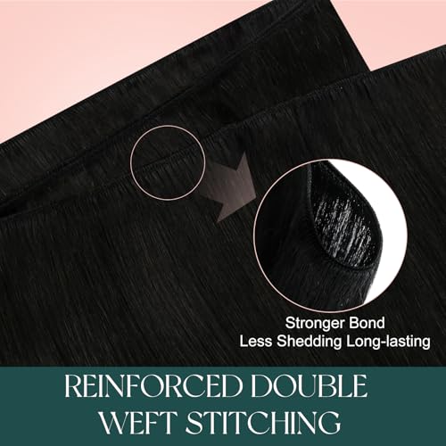 Image of Easyouth Weft Hair Extensions, Sew in Hair Extensions, 16 Inch 100G, Ombre Balayage, Black To Light Brown Mix Blonde, Soft Weft Human Hair Extension