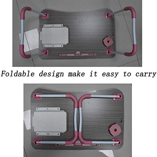 Laptop Lap Desk, Foldable Laptop Table, Laptop Stand for Bed, Dinner Coffee Breakfast Tray Table with Cup Holder Drawer Storage Folding Legs, Standing Desk for Laptop Writing Bed Sofa Couch (Pink) - Thumbnail 6