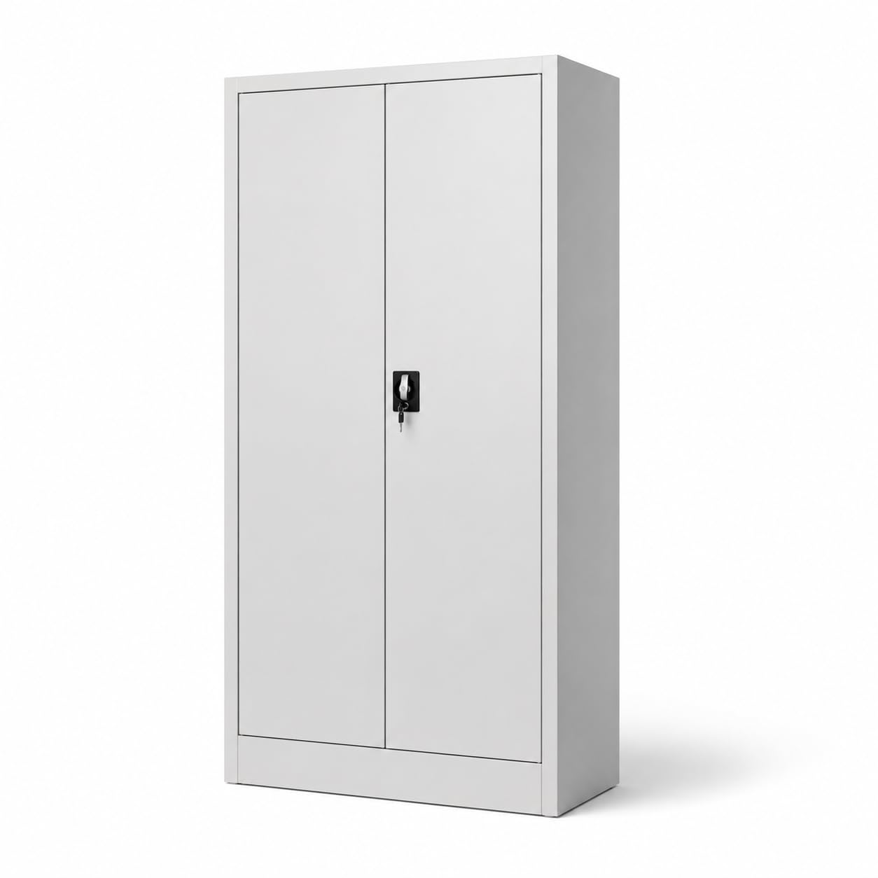 Armario Metálico Gris con Cerradura – Armario de Almacenamiento Multiusos con Puertas Dobles, Gran Capacidad y Diseño Resistente para Oficina, Hogar y Archivo (Gris, con Barra)