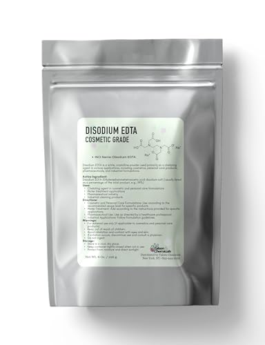 Talsen Chemicals Disodium EDTA Powder Cosmetic Grade 8 Oz / 226 Grams - Organic Chelating Agent for Industrial, Cosmetic & Laboratory - Edta Chelation Stabilizes Formulations & Enhances Performance