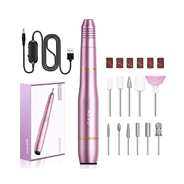 AEVO Elektrische Nagelfräser,11 In 1 Elektrische Nagelfeile Pediküre Maniküre Feile/Schleifpolierer für Acryl Gele…