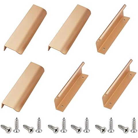 Modern Style Finger Edge Pull, 6 Pack Aluminum 150mm Kitchen Handles Profile Handle Gold Cabinet Handles, Door Handle Curved Drawer Handle, Concealed Furniture Handles Wardrobe Handles Cover