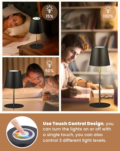 2 Pack Cordless RGB Table Lamp,Wireless Bottle Lamp,3 Level Dimming & RGB Cycle LED Portable Desk lamp - image 5