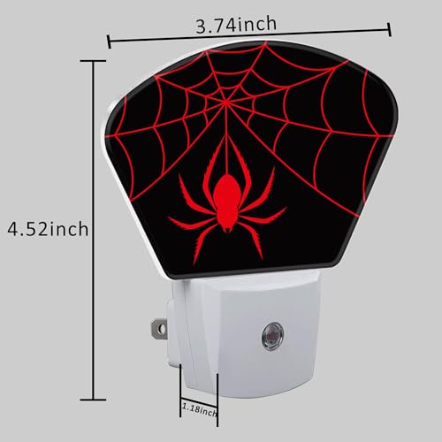 Image of Red Spider Night Light for Kids, Spider Web LED Night Light Plug into Wall with Dusk to Dawn Sensor for Girls Boys Women Men Bedroom, Hallway, Kitchen, Bathroom, Stairs Decor
