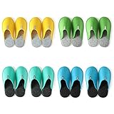Lucky Sign - Gästehausschuhe 4 Paar Mann und Frau Winter warm Antirutsch Unisex Gästepantoffeln aus Filz hochwertig, 2x4Paar - Bunt