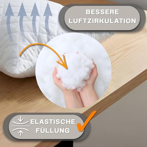 Amazinggirl Kopfkissen 80x80 cm - Kissen Allergiker Schlafkissen Polster Pillow Made in EU und Pillows for Sleeping 80 x 80 Bett Kissens für Schlafen Oeko-Tex Weiß